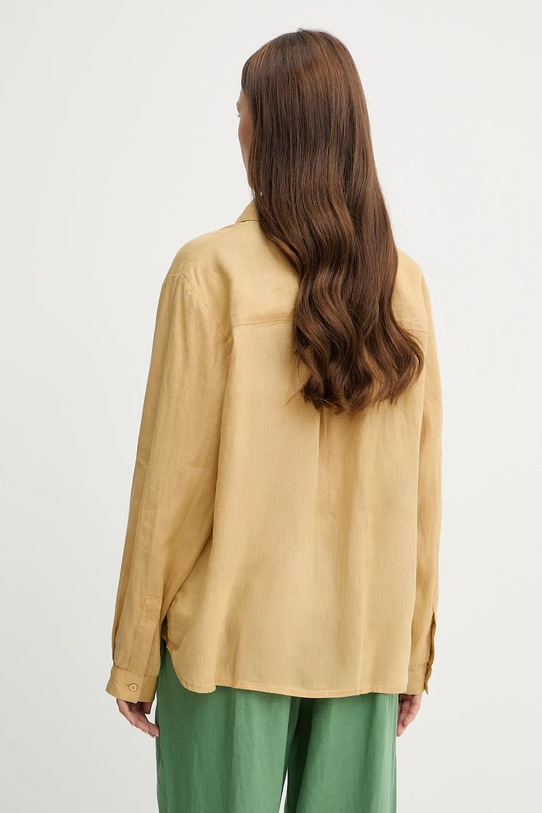 Îmbrăcăminte Sisley cămașă de in 5BMLLQ06S galben