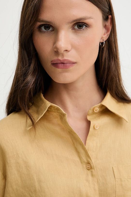 Sisley cămașă de in galben 5BMLLQ06S