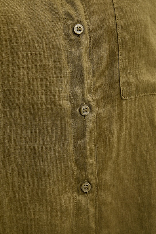 Lanena srajca Sisley 5BMLLQ06S zelena