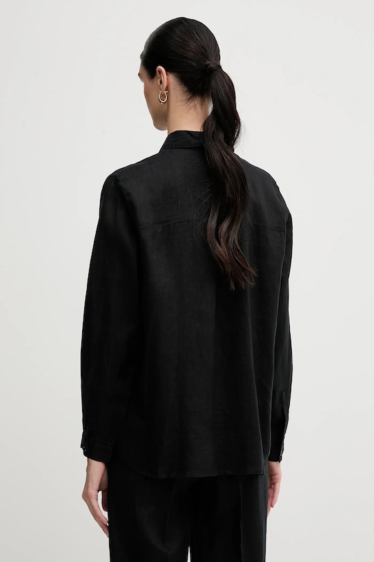 Îmbrăcăminte Sisley camasa de in 5BMLLQ06S negru