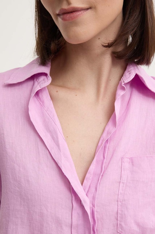 Sisley koszula lniana 5BMLLQ042 różowy