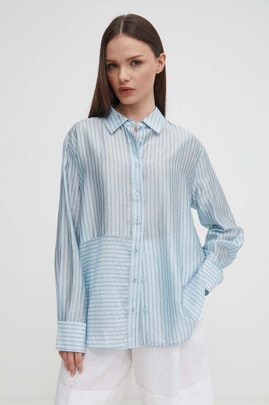 Košulja Sisley dugi plava 5PVNLQ06X