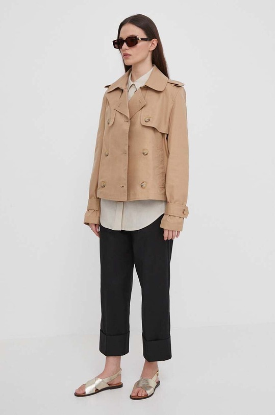 Сорочка з домішкою льону Calvin Klein K20K206694 бежевий SS24