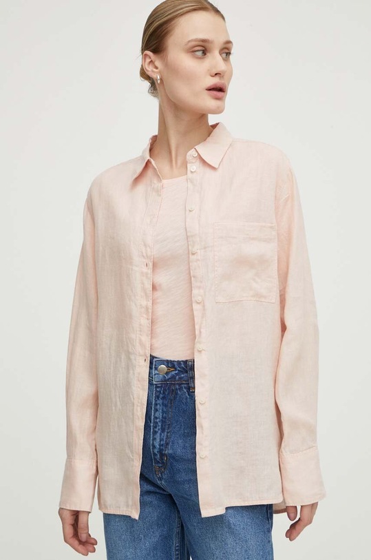 Marc O'Polo koszula lniana klasyczny różowy 403113542427