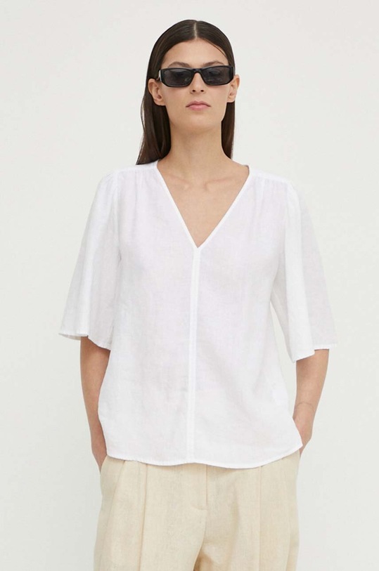 Îmbrăcăminte Marc O'Polo bluza din in 403130541115 alb