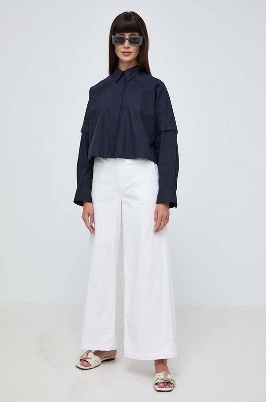 Bavlněná košile Ivy Oak IO112327 námořnická modř SS24