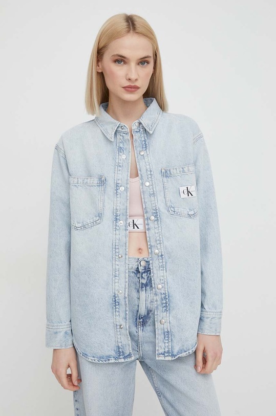 Calvin Klein Jeans koszula jeansowa bawełna niebieski J20J222795