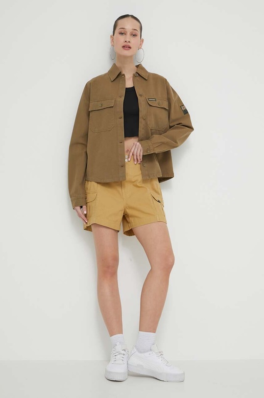 Odzież Superdry koszula bawełniana W4010427A.03O zielony