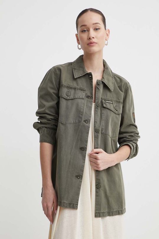 Superdry camasa din bumbac lung verde W4010424A.8MI