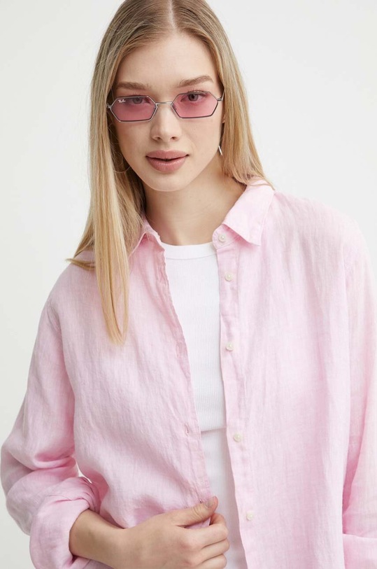 Superdry koszula lniana różowy W4010415A.2LV