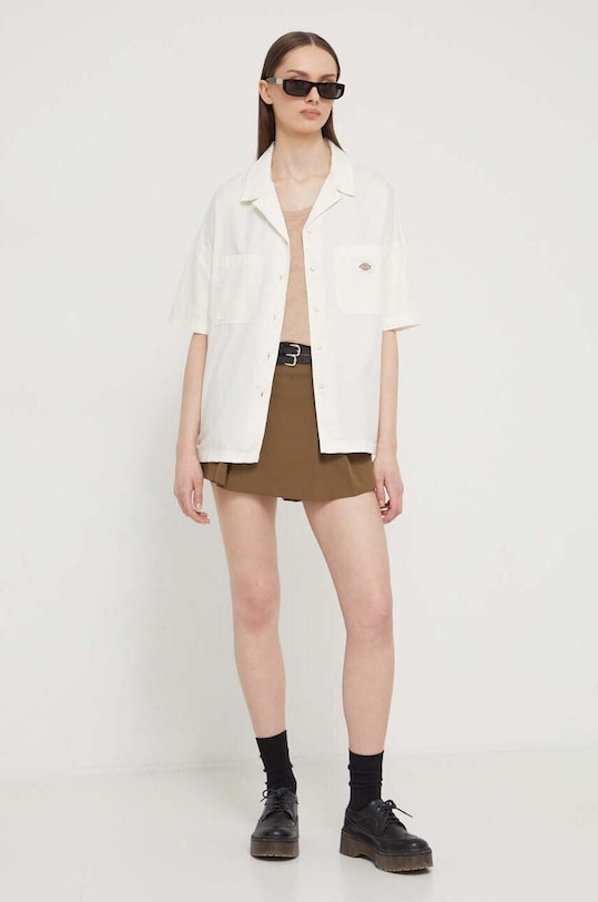 Dickies camasa din bumbac VALE SHIRT W scurt bej DK0A4Y7S