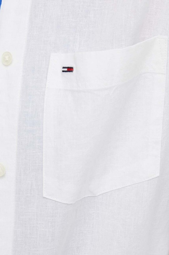 Košile s příměsí lnu Tommy Jeans DW0DW17735 bílá
