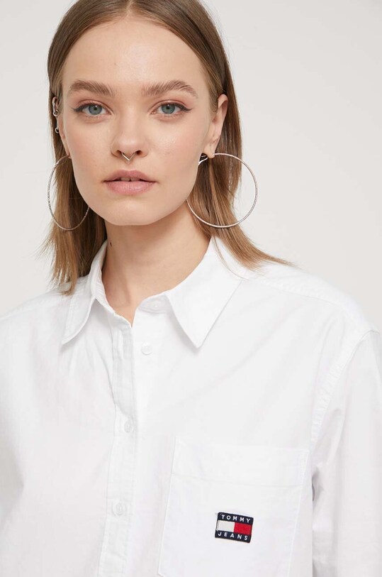 Хлопковая рубашка Tommy Jeans белый DW0DW17807