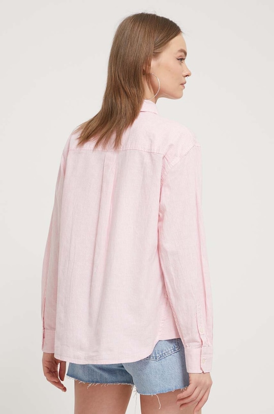 Odzież Tommy Jeans koszula z domieszką lnu DW0DW17737 różowy