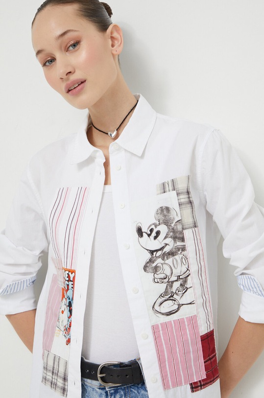 Desigual camicia in cotone x Disney applique bianco 24SWCW26