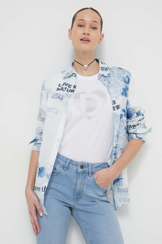 Desigual camasa din bumbac lung albastru 24SWCW22