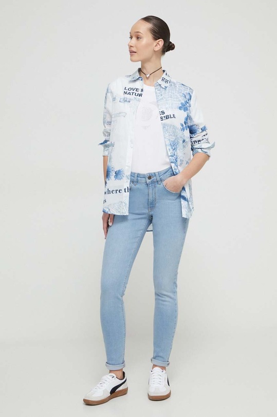 Desigual camasa din bumbac 24SWCW22 albastru SS24