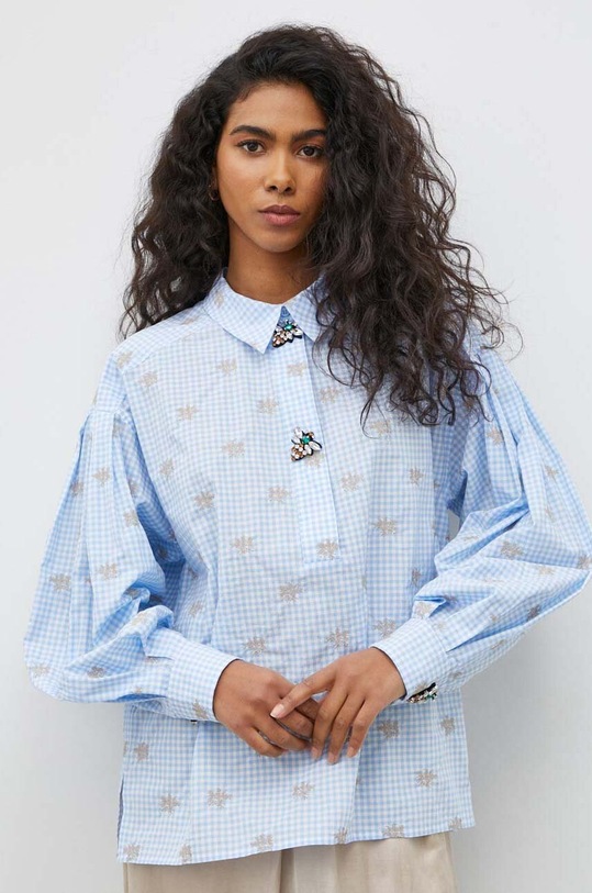 MUNTHE camicetta in cotone regolare blu 1014.24228