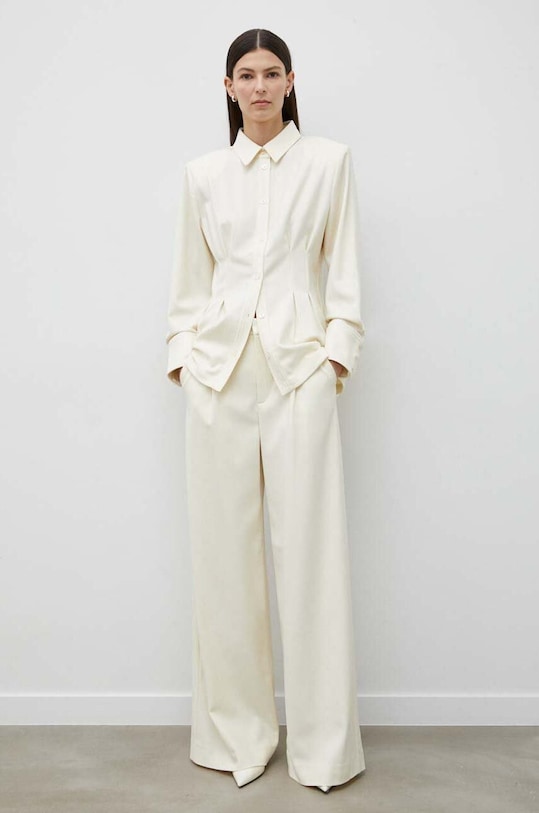 Gestuz koszula z domieszką wełny 10908881 żółty SS24