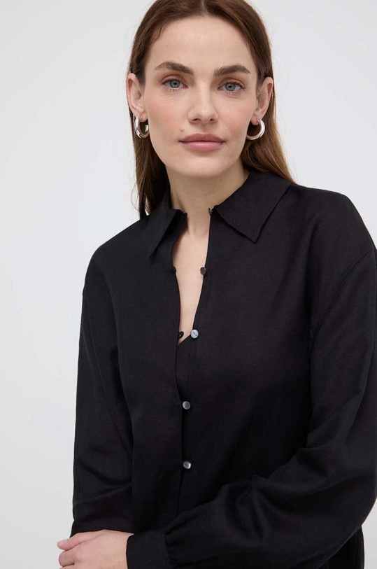 Karl Lagerfeld koszula lniana czarny 241W1601