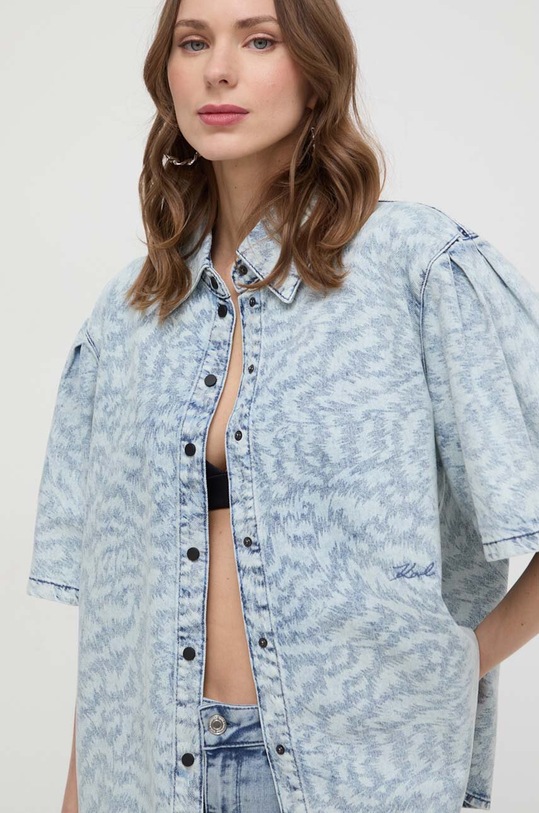 Karl Lagerfeld koszula jeansowa klasyczny niebieski 241W1620