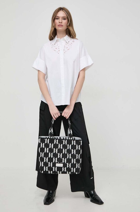 Хлопковая рубашка Karl Lagerfeld 241W1606 белый SS24