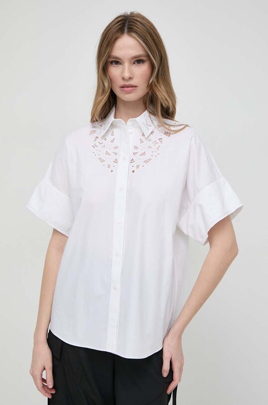 Хлопковая рубашка Karl Lagerfeld белый 241W1606