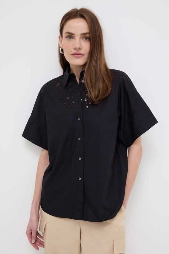 Бавовняна сорочка Karl Lagerfeld короткий чорний 241W1606