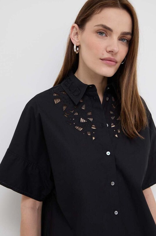 Бавовняна сорочка Karl Lagerfeld чорний 241W1606