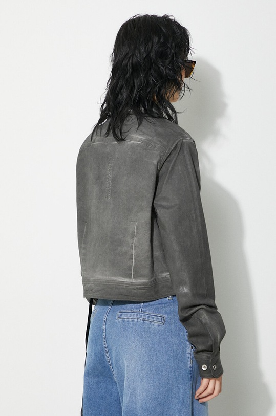 Odzież Rick Owens kurtka Denim Jacket Cape Sleeve Cropped Outershirt DS01D1702.SCF.78 szary