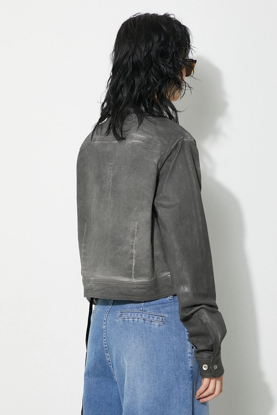 Clothing Rick Owens jacket Denim Jacket Cape Sleeve Cropped Outershirt DS01D1702.SCF.78 gray