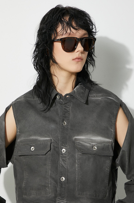 Rick Owens kurtka Denim Jacket Cape Sleeve Cropped Outershirt DS01D1702.SCF.78 szary