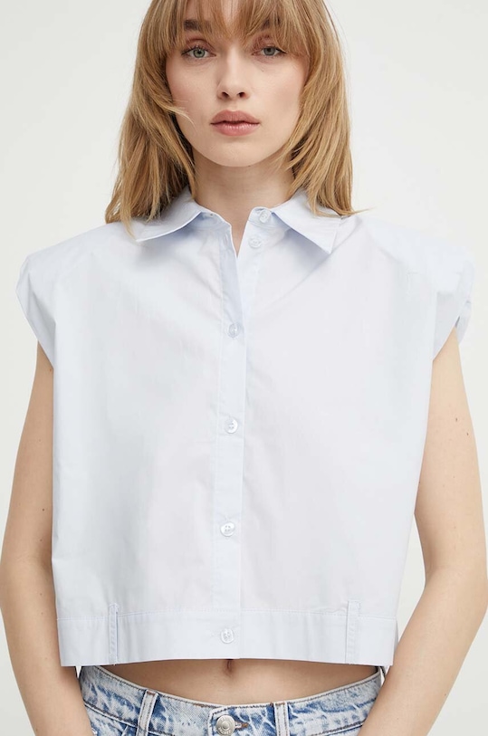 Gestuz camasa din bumbac fara maneci albastru 10909111
