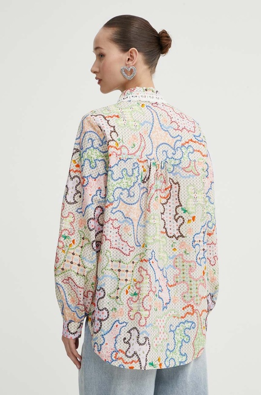 Odzież Never Fully Dressed koszula z domieszką lnu NFDTO607.White multicolor