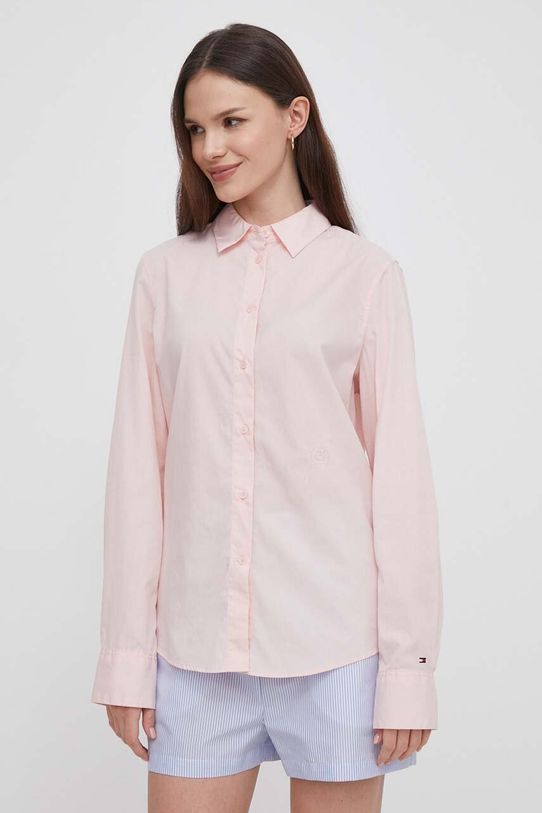 Tommy Hilfiger koszula bawełniana bawełna różowy WW0WW43344
