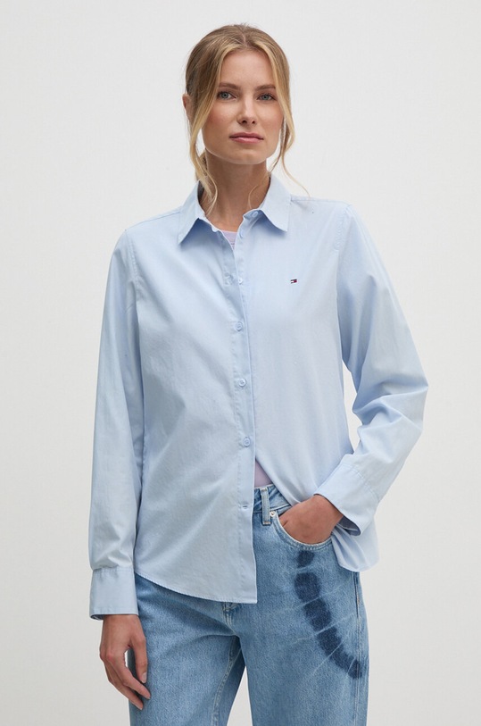 Памучна риза Tommy Hilfiger стандартна син WW0WW43344