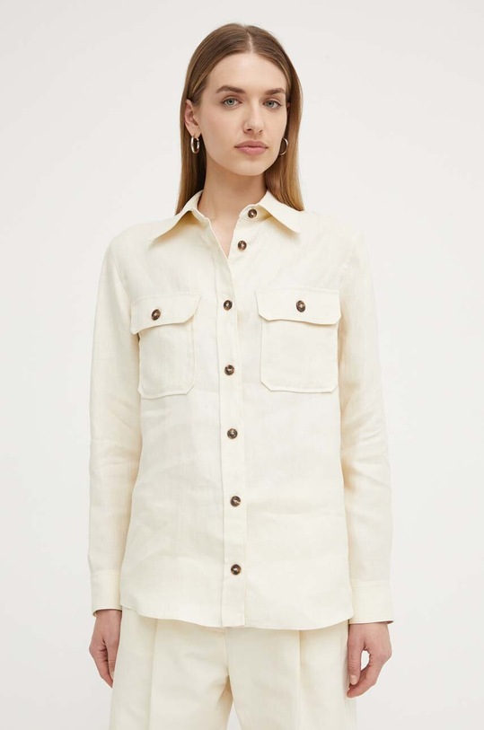 Odzież Weekend Max Mara koszula lniana 2415111013600 beżowy
