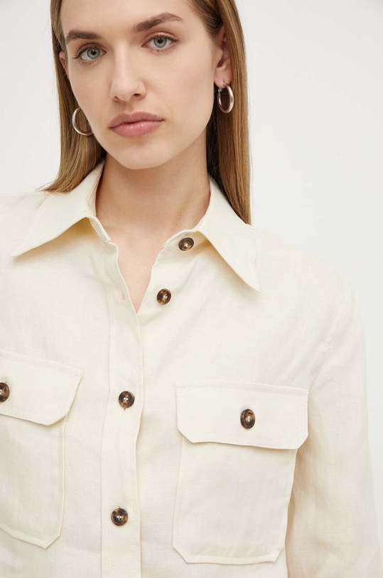 Weekend Max Mara koszula lniana beżowy 2415111013600