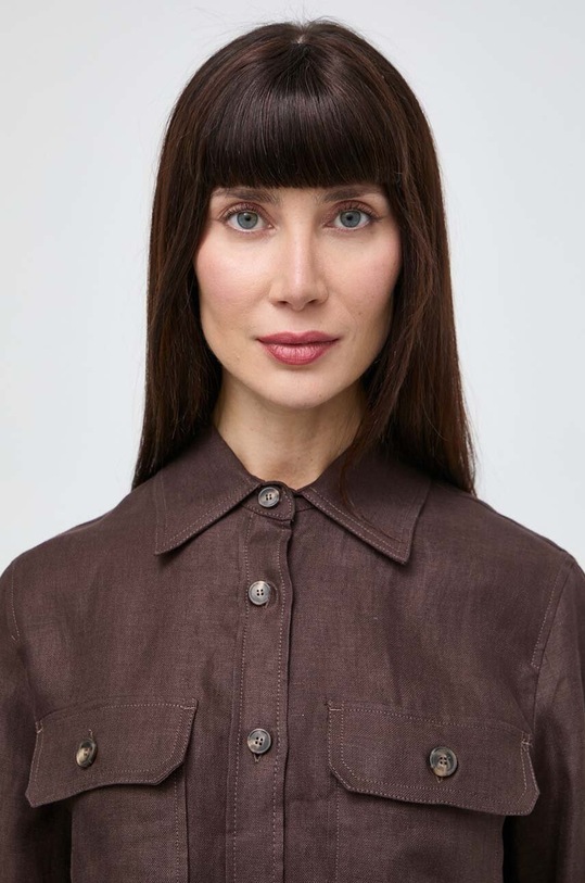Weekend Max Mara koszula lniana brązowy 2415111013600