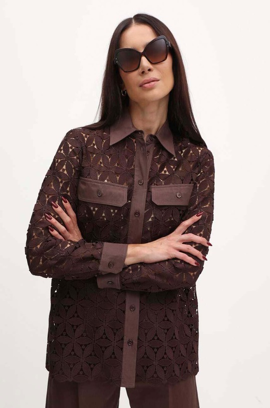 Košile Weekend Max Mara hladký hnědá 2415261013600