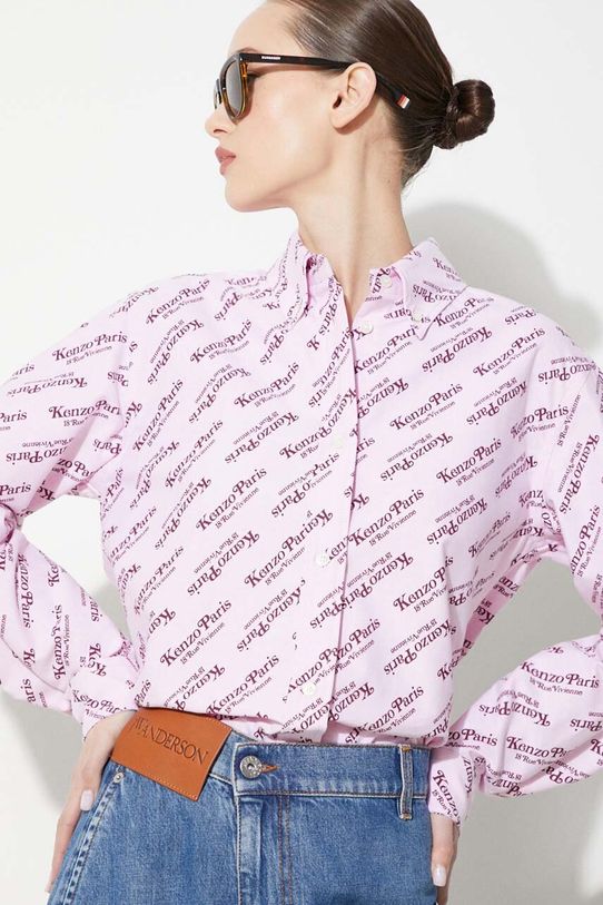 Kenzo cotton shirt Printed Slim Fit Shirt FE52CH0879D2.30 pink