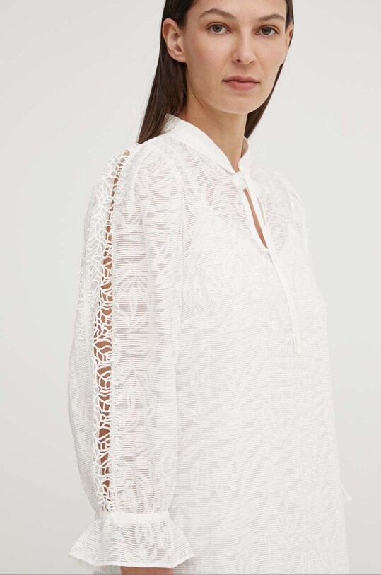 Bruuns Bazaar bluza MacluraBBImiras blouse uni alb BBW3995