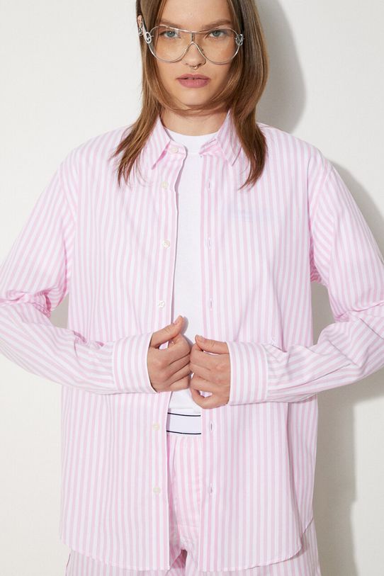 Sporty & Rich camicia in cotone SRC Embroidered SI001S402SP rosa