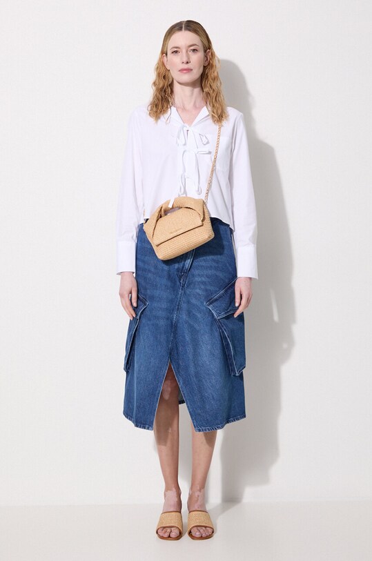 Хлопковая рубашка JW Anderson Bow Tie Cropped Shirt SH0312.PG1090.001 белый SS24