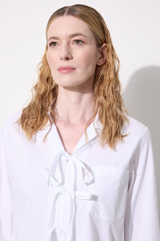 Хлопковая рубашка JW Anderson Bow Tie Cropped Shirt SH0312.PG1090.001 белый