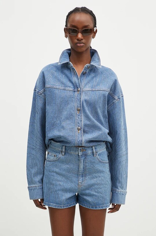 Rotate koszula jeansowa Rhinestone Denim niebieski 1126401468