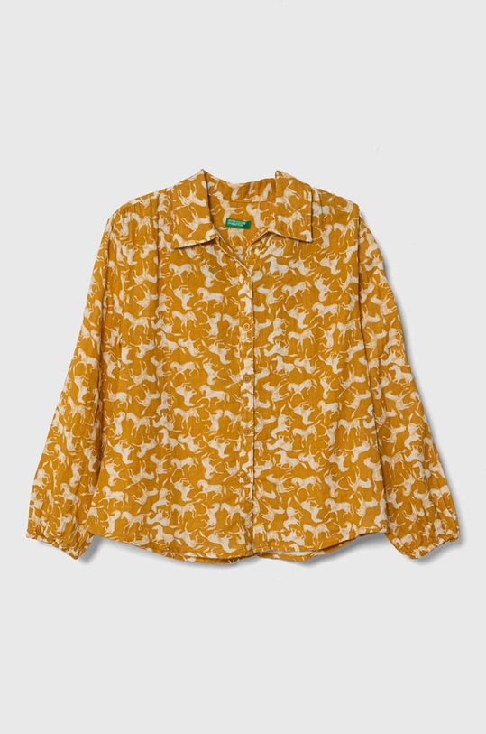 United Colors of Benetton camasa de bumbac pentru copii lung galben 5T2ZCQ02O.G.Seasonal