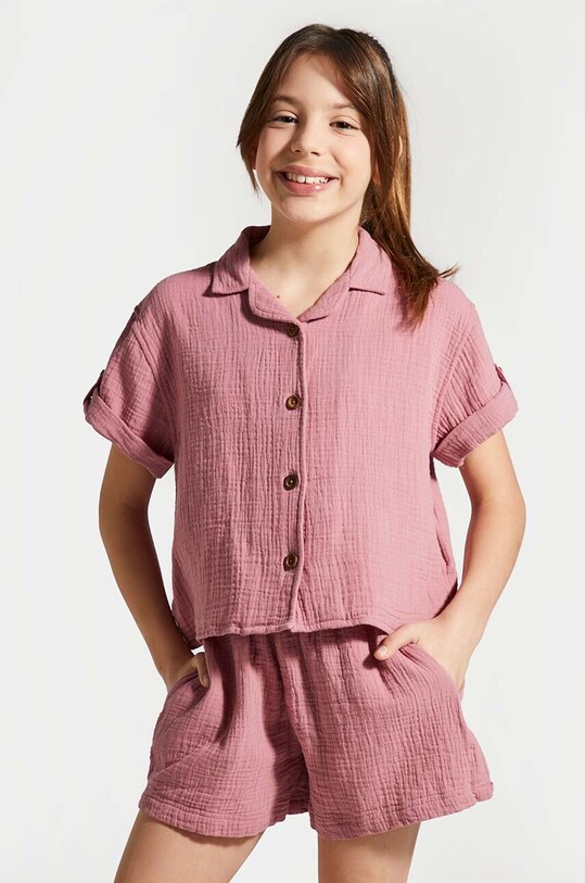 Детская хлопковая рубашка Coccodrillo casual розовый WC4140202GPJ