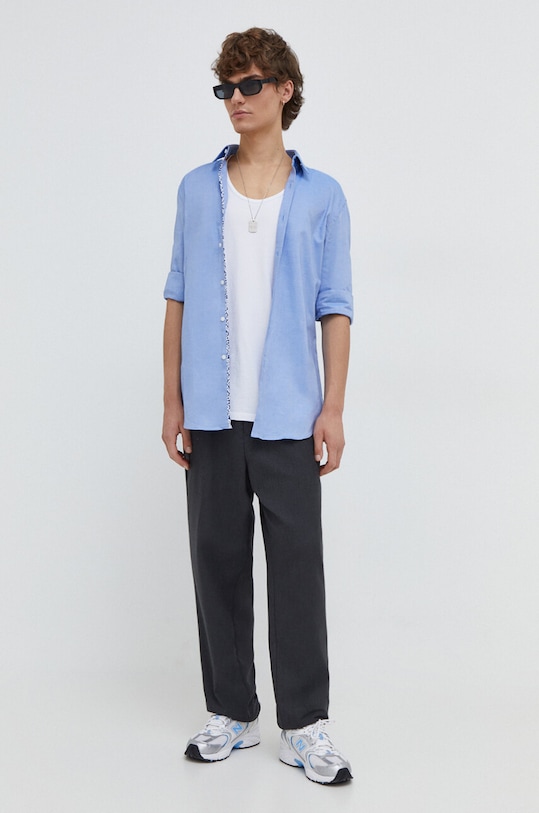 HUGO koszula bawełniana 50508268 niebieski SS24