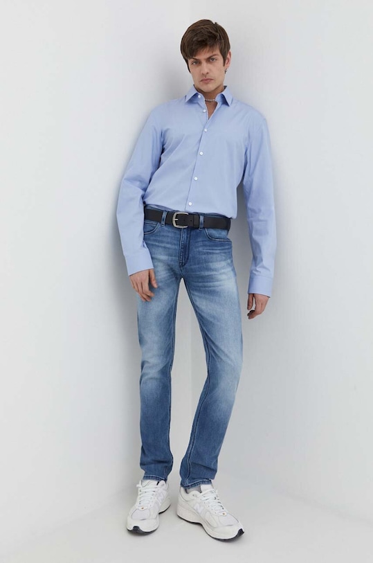 HUGO koszula bawełniana bawełna niebieski 50508294
